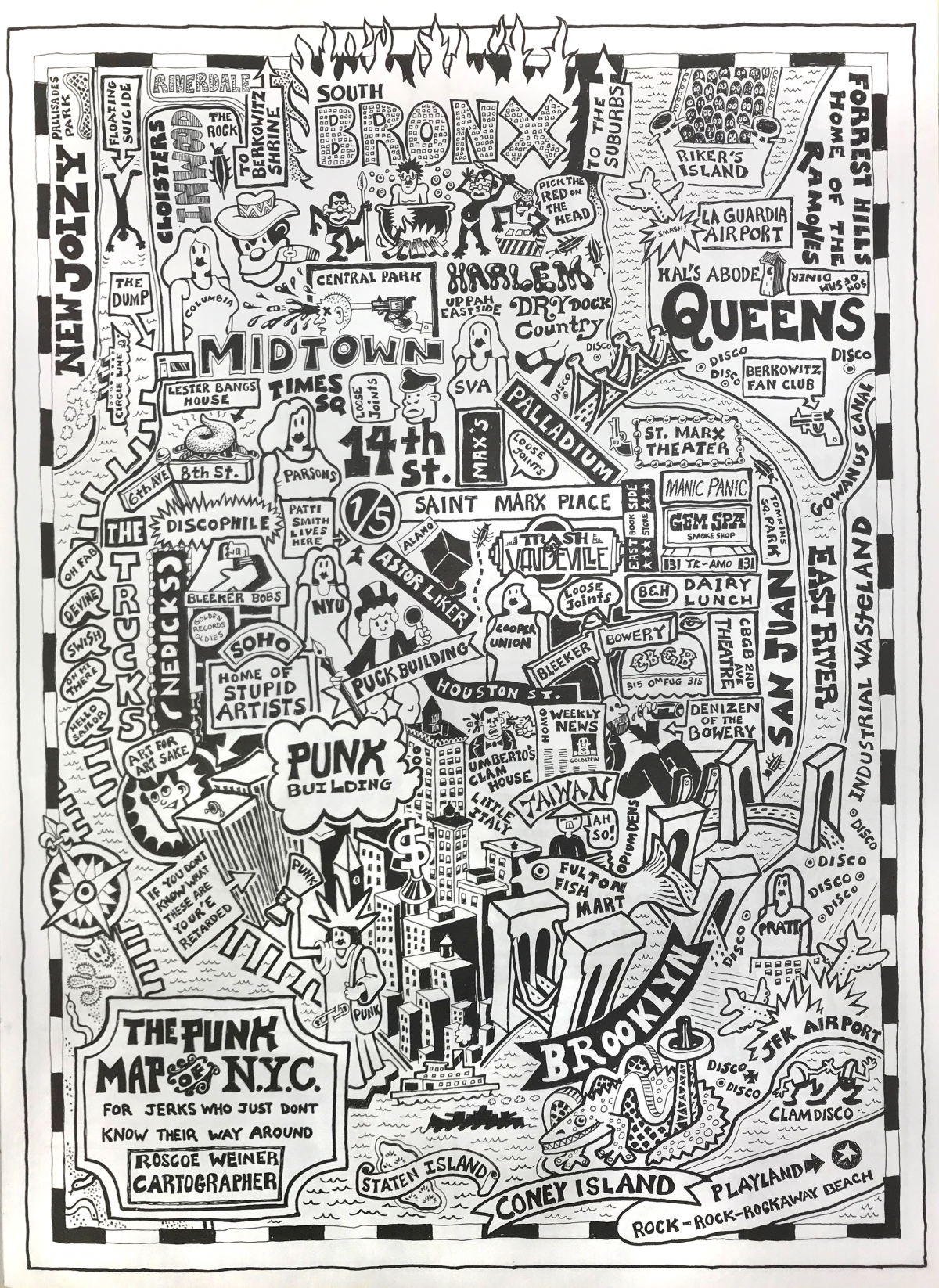 The Punk Map of NYC: For Jerks Who Just Don't Know Their Way Around. Roscoe Weiner, Cartographer